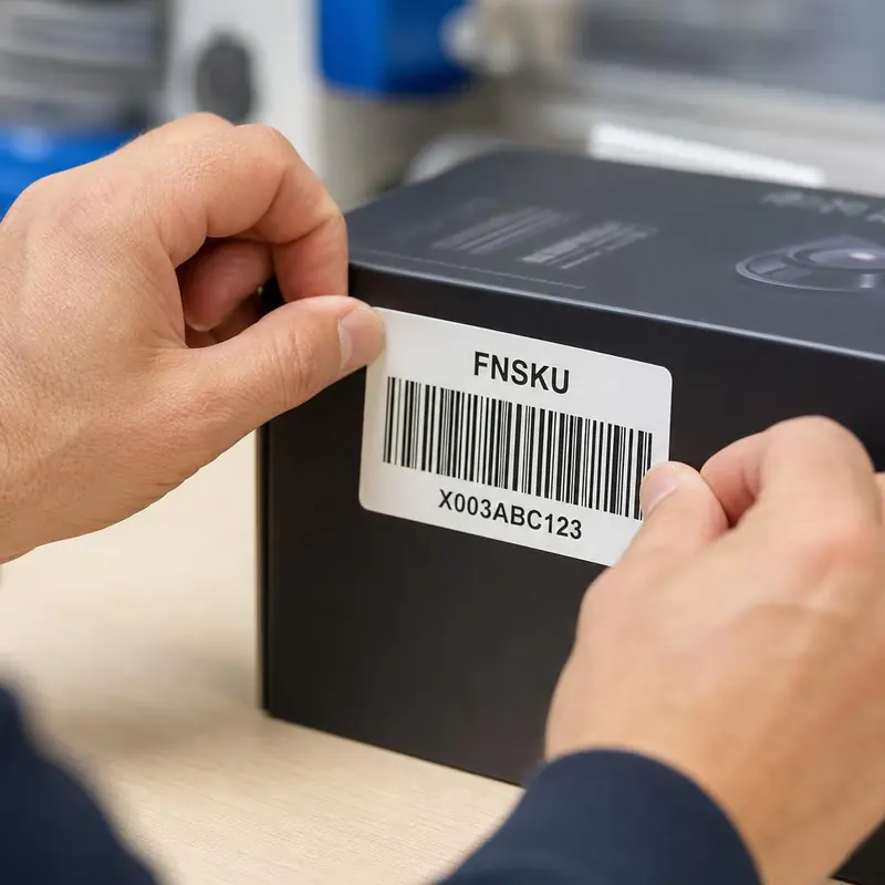 FNSKU-Etikettierung – Amazon-Barcode wird auf die Produkteinheit aufgebracht